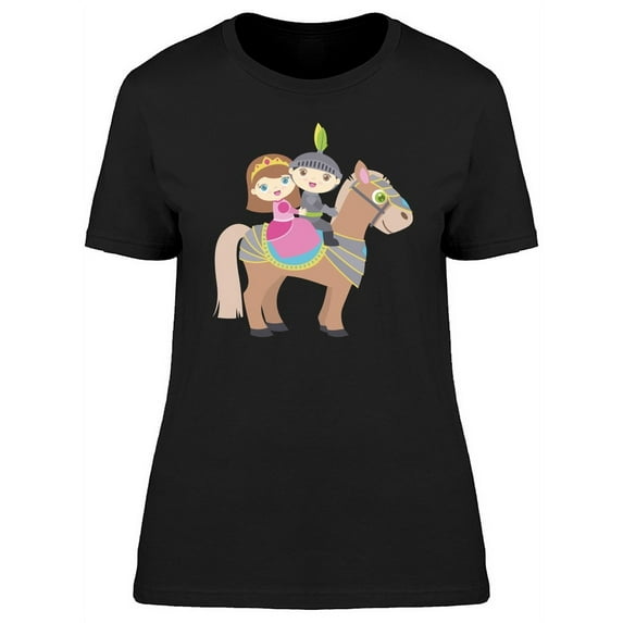 Kid Knight And Princess Cartoon Tee Women's -Image by Shutterstock