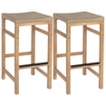 thumbnail image 2 of JONATHAN Y Armand Coastal Acacia Wood Backless Outdoor Bar Stools with Woven Rope Seat, Set of 2 for Patio, Kitchen and Backyard, Light Teak and Ivory BSL1201A-SET2, 2 of 8