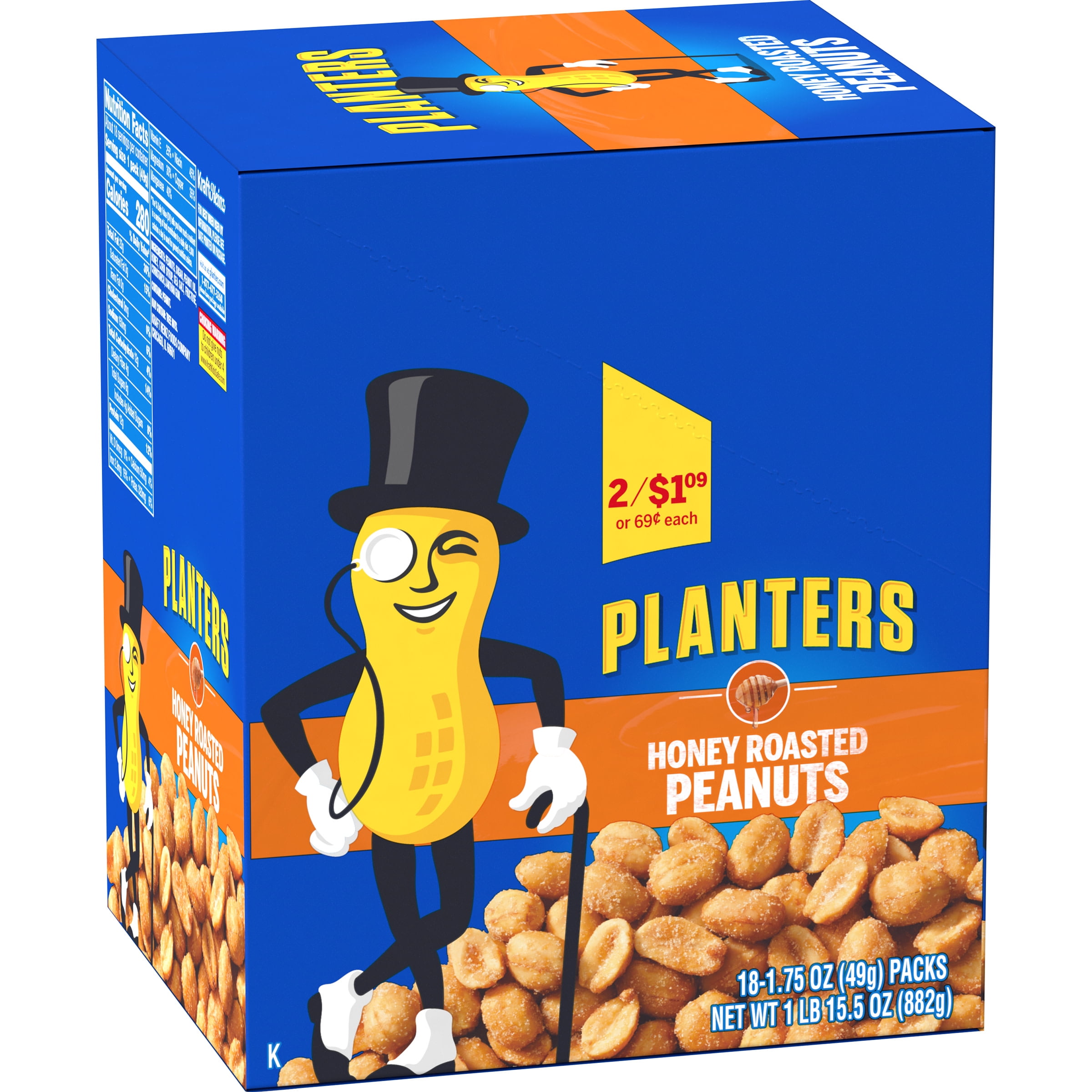 Planters Honey Roasted Peanuts, 18 ct 1.75 oz Bags