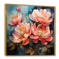 thumbnail image 2 of Designart "Delightful Peach Peony Garden I" Peonies Floater Framed Canvas Prints, 2 of 5