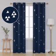 thumbnail image 1 of Cortinas opacas Deconovo con ojales en la parte superior, con estampado triangular y aislamiento térmico, azul marino, 96 cm de ancho x 213 cm de largo, 1 of 7