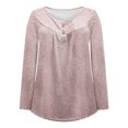 thumbnail image 3 of ShomPort Women's Casual Printed Tunic Tops Round Neck Long Seeleve Pullovers Botton Fold Comfortable Blouses, 3 of 5