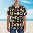 thumbnail image 2 of Honeii Cute Dogs Corgi Print Men’s Hawaiian Shirt,Classic Button-Down Short Sleeve Shirt, for Beach, Vacation, and Outdoor Activities,XX-Large, 2 of 7