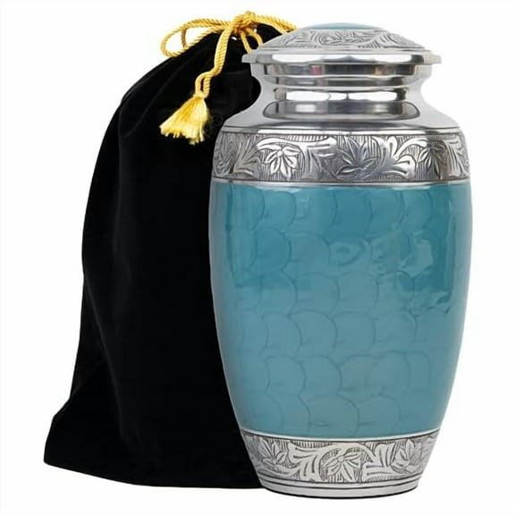STONLIF Cremation Urn for Human Ashes for Home, Burial or Funeral | Adult Cremation Urns for Male, Female | Decorative Urn | Urn for Mom, Dad - Blue, 1pc