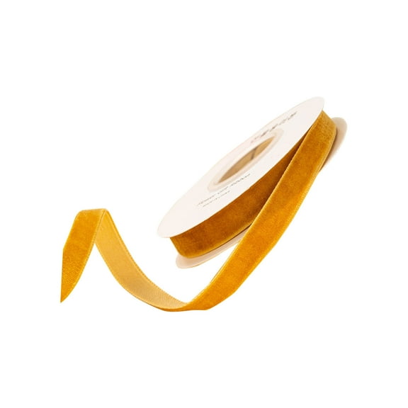 Btomtd 251.96"x0.78" Single Sided Velvet Ribbon for Gift Flower Packaging and DIY Decoration Projects Ribbon for Crafting Holiday Ornaments and Bows, Gold