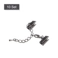 thumbnail image 3 of Unique Bargains 10Set Ribbon Crimp Clamp Ends Lobster Claw Clasps & Chain 13mm Metallic Black for DIY, 3 of 7