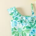 thumbnail image 6 of ZHUASHUM Summer Toddler Girls Ruffles 1 Piece Swimwear Floral Prints Beach Onesie Swimsuit Bikini Green,Size:3-4 Years, 6 of 6