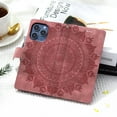 thumbnail image 3 of Flip Case for iPhone 16 Pro, Totem Embossed Flowers Premium PU Leather Wallet Folio Cover with Card Holder Kickstand Compatible with iPhone 16 Pro - Pink, 3 of 14