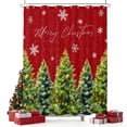 thumbnail image 2 of Red Christmas Shower Curtain, Xmas Tree Snowflake Winter Botanical Waterproof Fabric Shower Curtains with 12 Hooks, Bathroom Curtain Set for Bathroom Accessories Decor, 36 x 72 Inches, 2 of 9