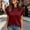 Wine, variant on BUIGTTKLOP Womens Summer Tops Ruffle Short Sleeve Shirts Round Neck T Shirts Solid Color Blouses