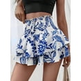 thumbnail image 4 of Women'S High Waist Ruffle Mini Shorts Cute Tiered Short Shorts with Shorts Underneath Blue M, 4 of 8