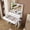 White, variant on Hanyu 3 in 1 Vanity Desk with Mirror and Lights,Small Make Up Vanity Set with Visible Glass Desktop,Compact Makeup Vanity with 3 Drawers & Stool, Dressing Table for Bedroom (Walnut, 23.6" L)