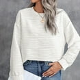 thumbnail image 2 of Sudadera holgada de color beige para mujer con mangas largas plisadas y puños elásticos, 2 of 6