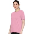 thumbnail image 4 of eloria Women's T-Shirt Round Neck Solid Color Plain Half Sleeve T-Shirt Color: Pink | Size: M, 4 of 7