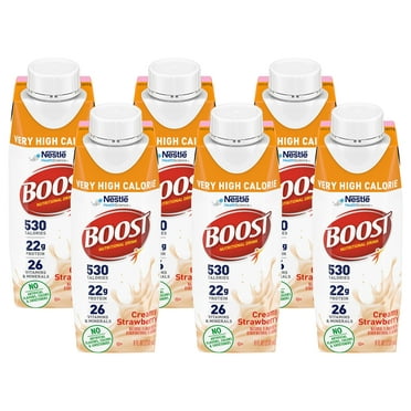 Boost Very High Calorie Nutritional Drink, Creamy Strawberry - No Artificial Colors Or Sweeteners, 8 Fl Oz (Pack Of 6)