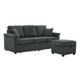 thumbnail image 3 of Noble House Elena 4-Seater L-Shaped Corduroy Sectional Sofa with Pull-Out Storage, Ottoman for Living Room, Dark Grey, 3 of 11