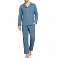 thumbnail image 4 of Pajamas Sets for Men Soild Color Long Sleeve Button Down Pajamas With Pockets Lounge Wear,Sizes S-5XL, 4 of 9