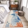 thumbnail image 5 of Ocean Octopus Washable Runner Rugs 2'x6', Summer Orange Blue Sea Animal Corals Retro Linen Low Pile Throw Entryway Rug Non-Slip Sturdy Edge Binding Carpet for Indoor Bedside Entrance Bedside, 5 of 9
