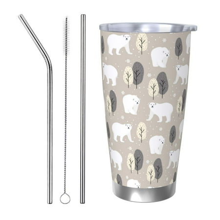 

Junzan winter Snowflake beer for 20oz Stainless Steel Insulated Car Cup with Spillproof Lid - Insulated Coffee Mug Thermal Cup-Straw Three-piece Set