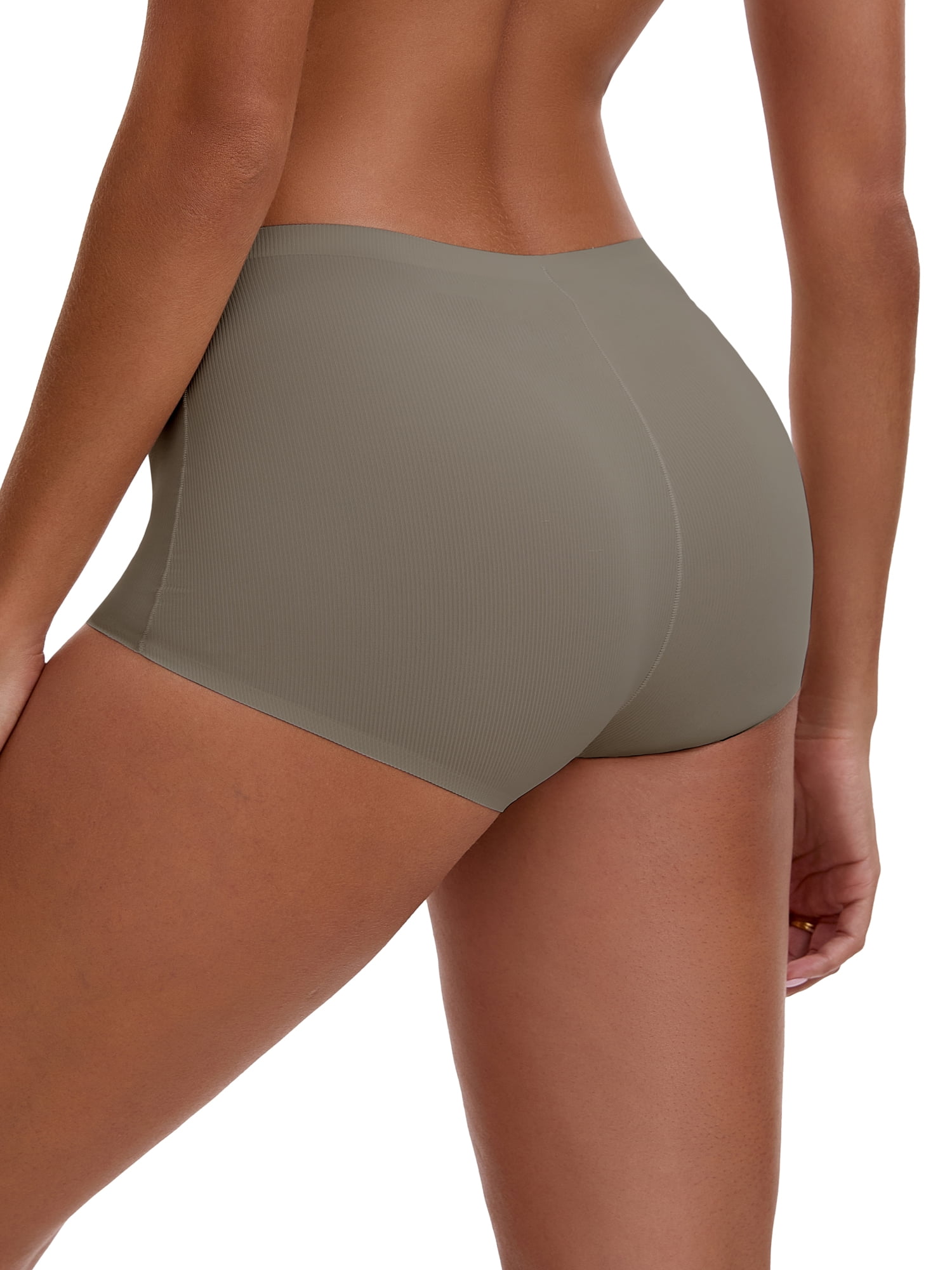 Unique Bargains Women's High Waist Seamless Ice Silk Breathable Boyshorts M Brown