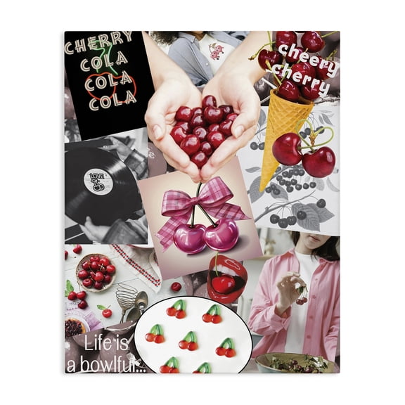 Stupell Industries Contemporary Retro Cherry Mood Board Canvas Art, 16 x 20, by Grotto Studios
