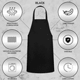 thumbnail image 3 of 2-Piece Set Of Aprons - Unisex Black Apron, Machine Washable Apron, Kitchen Cooking Barbecue Apron (Pocketless, Black) Q01, 3 of 5