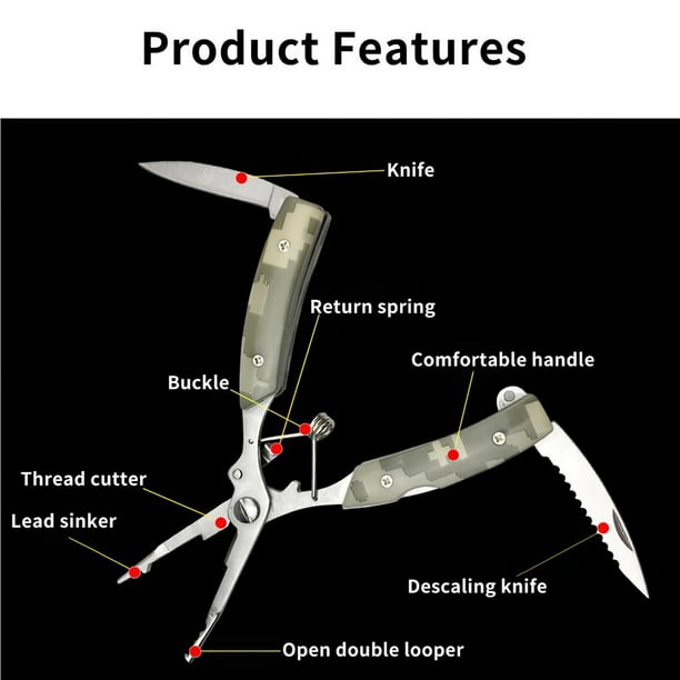 Multi-Functional Fishing Pliers Portable Fish Hook Remover Stainless-Steel  Line Emergency Roadkill Cutter Curved Nose Remove Hook Fishing Tackle Tool
