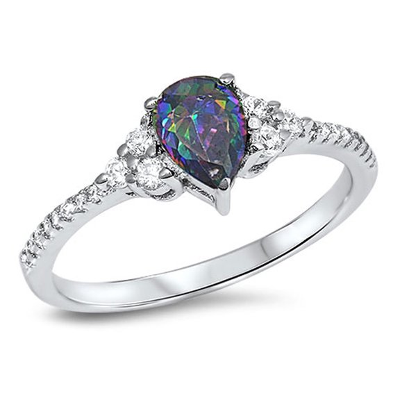 CHOOSE YOUR COLOR Women's Multi-color CZ Wholesale Ring .925 Sterling Silver Band Black Female Size 6
