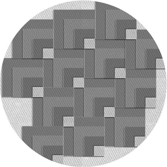 Ahgly Company Machine Washable Indoor Round Transitional Silver Gray Area Rugs, 8' Round