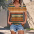thumbnail image 2 of MEICHEN Short Sleeve Shirts Womens Fashion Casual Print V Neck T Shirt Plus Size Tops Loose Fit Blouse, 2 of 9