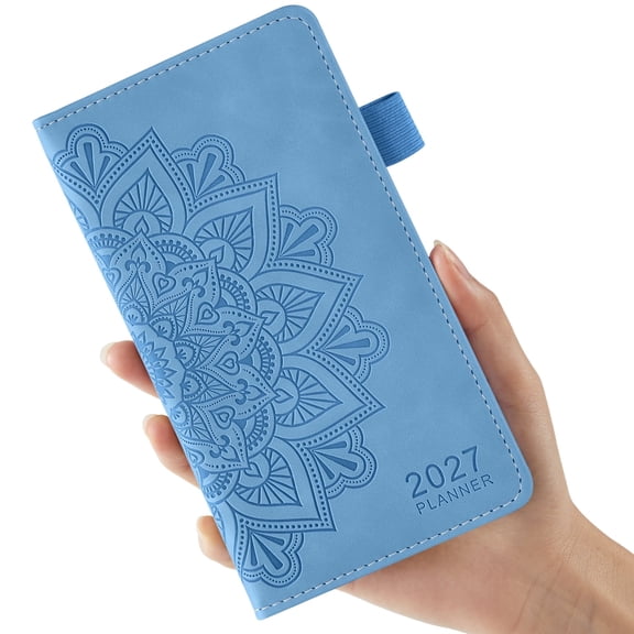 NIRMIRO 2027 Small Calendar, Pocket Planner 2027 for Purse, Jan 2027 - Dec 2027 Weekly Monthly Planner with 12 Monthly Tabs, Inner Pocket, Elastic Band, for Organizing, 3.8" X 7"
