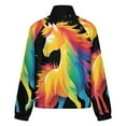 thumbnail image 6 of Jackets for Women Winter Coat Jackets Flannel Stand Collar Jacket(Colorful Unicorn Burst Design,Size:S-4XL), 6 of 7