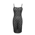 thumbnail image 5 of Coduop Women Sling Dress,Spaghetti Straps See-through Lace Flower Midi Dress for Club Party, 5 of 7