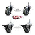 thumbnail image 2 of 3 Inch Gray Polyurethane 3/8 Inch Threaded Stem Caster Set 2 Brakes SCC, 2 of 2