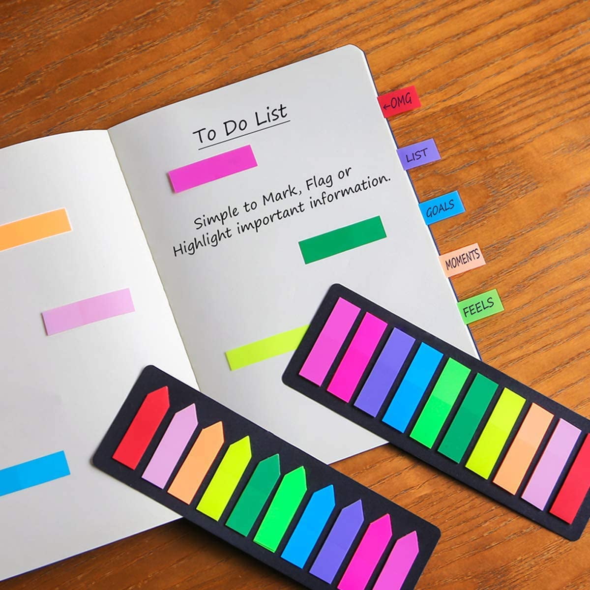 WEPSEN 1200 Pieces Page Markers Sticky Index Tabs, Arrow Flag Tabs Colored Sticky Notes for Page Marker Bookmarks [10 Primary Colors, 3 Designs] Sticks Securely, Removes Cleanly