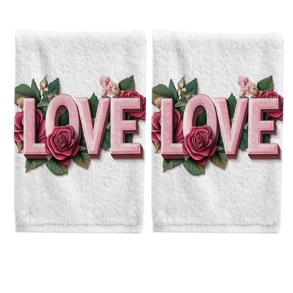 Ryvnso Valentine's Day-a2 Hand Towels Set for Bathroom Cotton Face Towel Decorative 15.5x29.5 inch