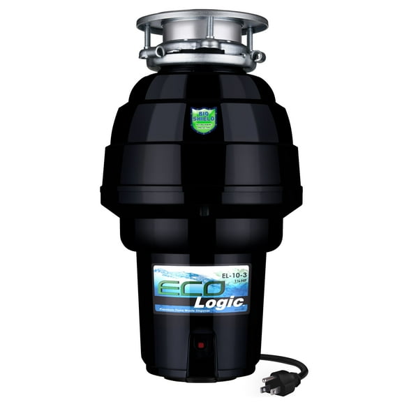 Eco Logic 1 1/4 HP Garbage Disposal with Attached Power Cord, Removable Splash Guard 10-US-EL-10-3B