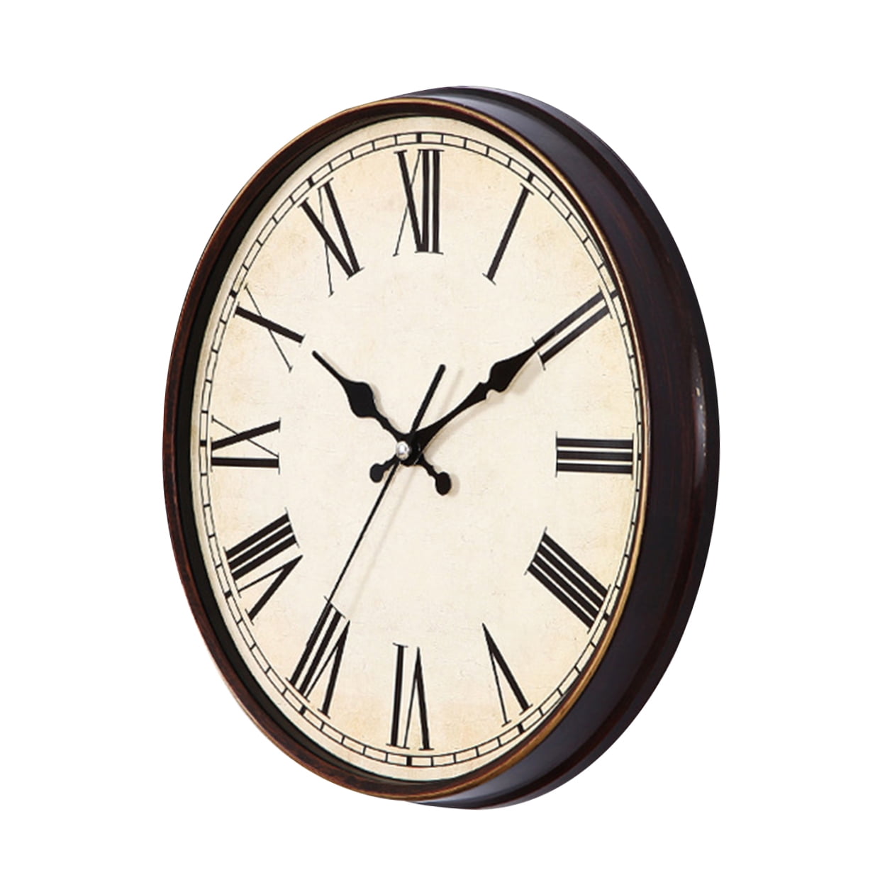 GOOHOCHY Vintage Dial Clock European Round Roman Numeral Silent Clock 3D Large Decorative Wall Clock for Living Room Bedroom Kitchen