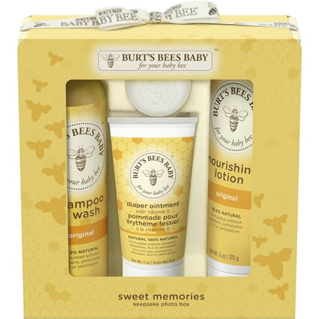 Ointment Bee Stings - Burt's Bees Baby Sweet Memories Gift Set with Keepsake Photo Box, 4 Baby Products Shampoo & Wash, Lotion, Diaper Rash Ointment and Soap