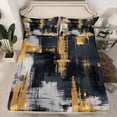 thumbnail image 2 of jejeloiu Graffiti Geometric Stripes Full Size Sheets,Gold Gray Black Bed Sheets For Men Women 4 Pieces, 2 of 7