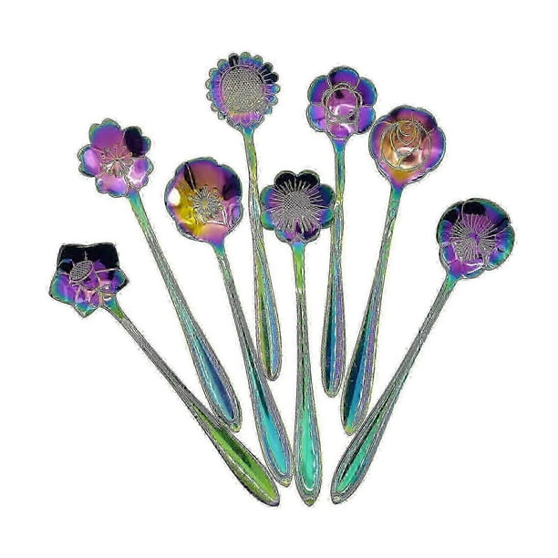 Flower Coffee Spoons 8pcs Stainless Steel Tea Spoon Coffee Tea Sugar Stirring Spoon Ice Cream Cake Dessert Spoon