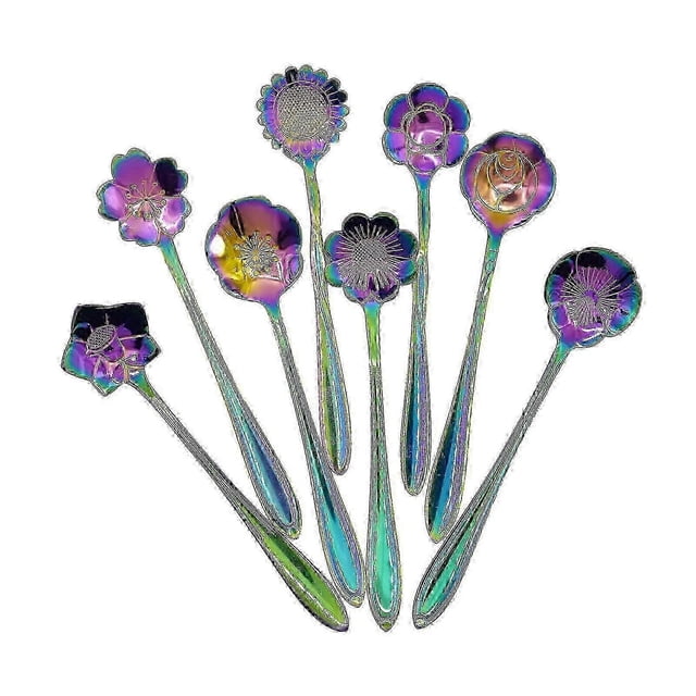 Flower Coffee Spoons 8pcs Stainless Steel Tea Spoon Coffee Tea Sugar Stirring Spoon Ice Cream Cake Dessert Spoon