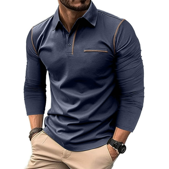FAIWAD Men's Long Sleeve Shirts Casual Button Down Basic Golf Pullover Tops Lightweight Work Athletic T-Shirt