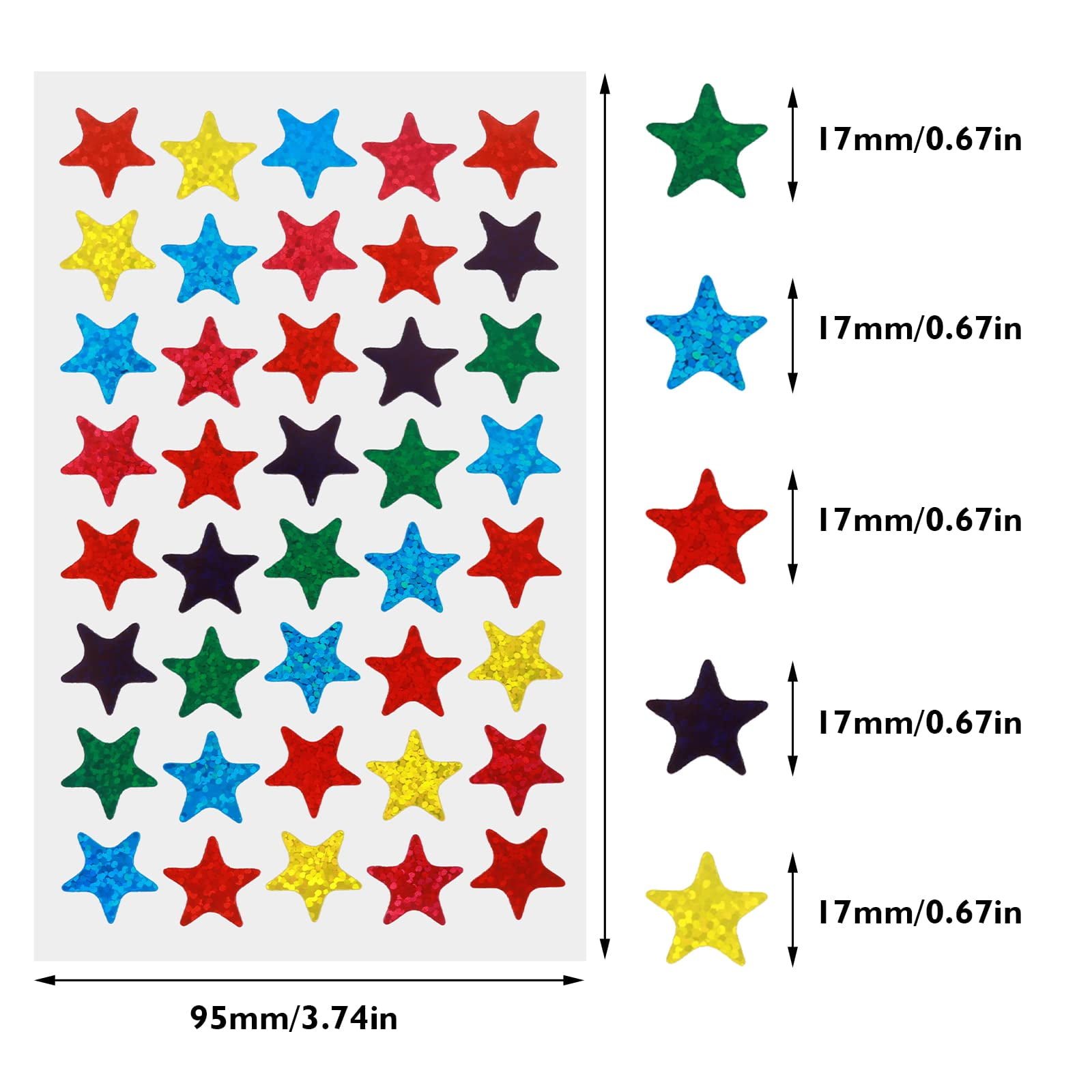 Prasacco 2400 Pcs Glitter Star Stickers, Laser Shiny Star Stickers 
