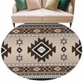 thumbnail image 2 of 8ft Washable Large Round Rug, Aztec Non-Slip Circle Area Rug for Living Room Dining Room, Brown Southwest Wind Bohemian Ethnic Wind Indoor Floor Mat for Home Decor, 2 of 9