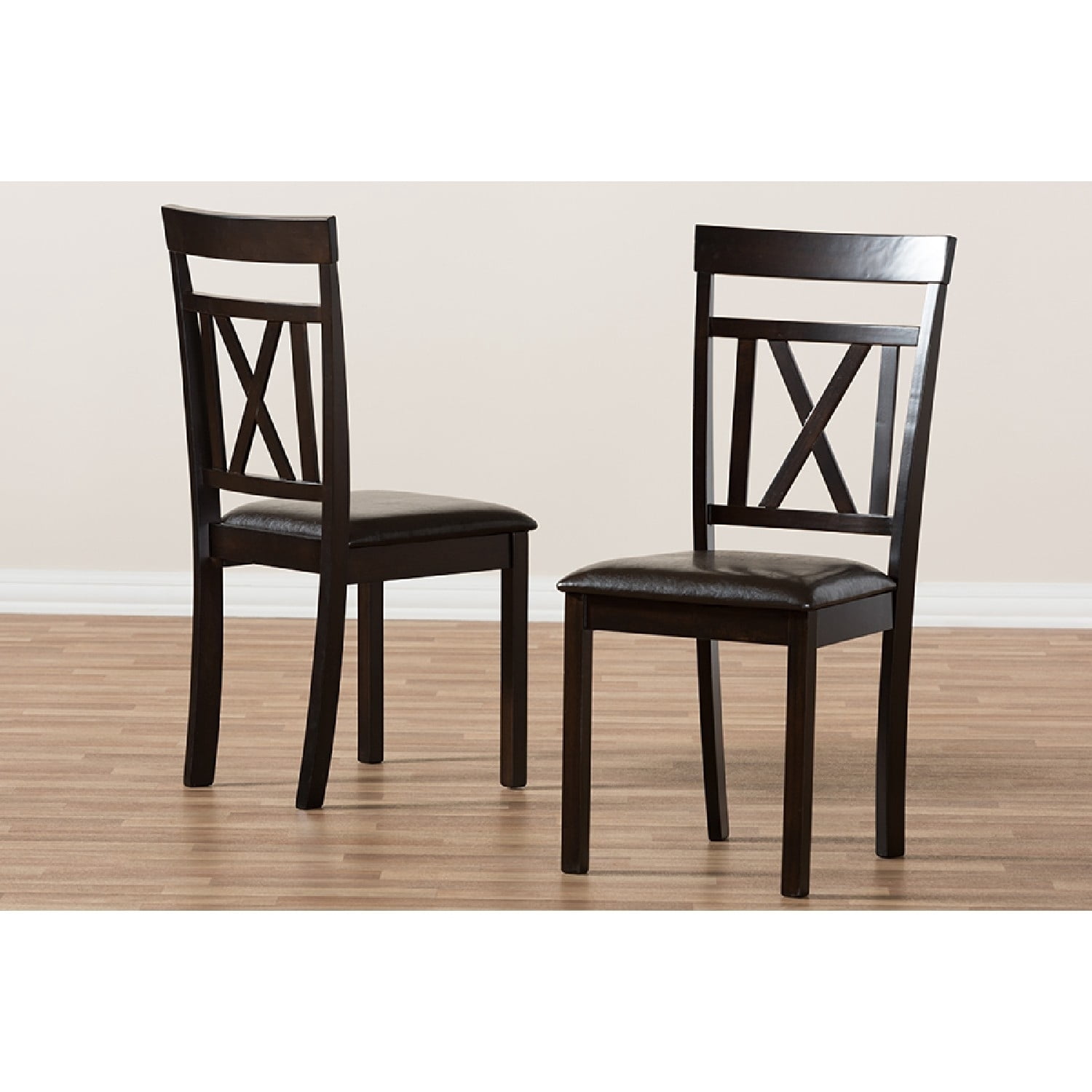 Baxton Studio Rosie Modern and Contemporary Dark Brown Faux Leather Upholstered Dining Chair (Set of 2)