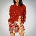 thumbnail image 1 of TIMIFIS Robe Chandail à Capuche Imprimé de Noël Laid pour Femmes Robe Midi Ample à Manches Longues avec Poche Cadeaux de Noël pour Femmes, 1 of 4