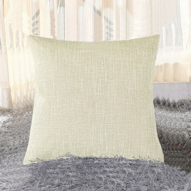 Nvzi 4 fundas de almohada de lino grueso con estampado verde, funda de almohada colorida, ilumina el paisaje de tu dormitorio 21,56 x 21,56 pulgadas (amarillo crema)