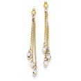 thumbnail image 1 of 14k Yellow and White Gold Two-tone Cable Chain Faceted Bead Earrings Length 43mm, 1 of 2