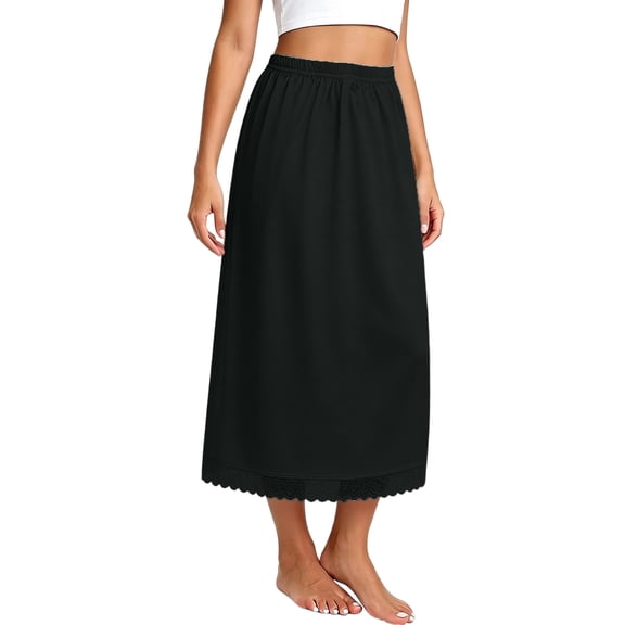 SRZYMJ Women's Satin Half for Skirts Lace Extender Maxi Underskirt Non-Cling Long for Under Dresses